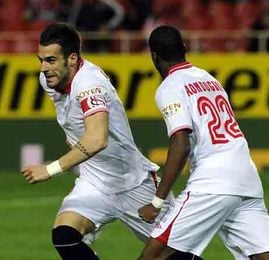 Negredo, durante un instante del Sevilla-Zaragoza de Copa del Rey. Negredo, durante un instante del Sevilla-Zaragoza de Copa del Rey.