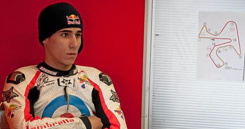 Luis Salom durante los entrenamientos en Jerez en 2010. Luis Salom durante los entrenamientos en Jerez en 2010.