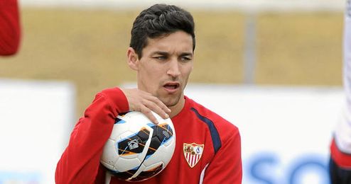 Jesús Navas durante un entrenamiento con el Sevilla. Jesús Navas durante un entrenamiento con el Sevilla.