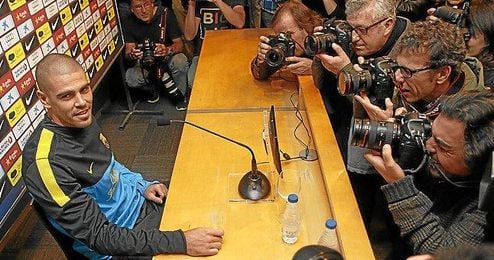 El guardameta durante la rueda de prensa ofrecida en la mañana de hoy. El guardameta durante la rueda de prensa ofrecida en la mañana de hoy.