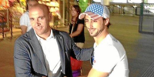 Nico Pareja recibido en Santa Justa por Monchi. Nico Pareja recibido en Santa Justa por Monchi.