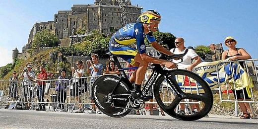 Alberto Contador durante la crono disputada en el día de hoy. Alberto Contador durante la crono disputada en el día de hoy.