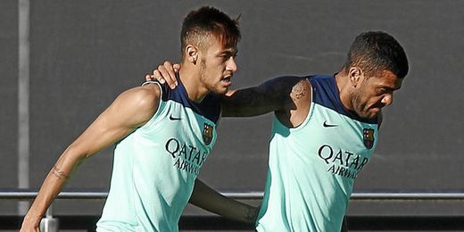 Neymar en un entrenamiento con el Barcelona. Neymar en un entrenamiento con el Barcelona.