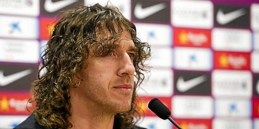 Puyol, durante la rueda de prensa que ha ofrecido esta tarde. Puyol, durante la rueda de prensa que ha ofrecido esta tarde.