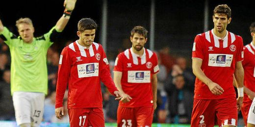 Jairo, Coke y Fazio se lamentan tras el gol del Celta. Jairo, Coke y Fazio se lamentan tras el gol del Celta.
