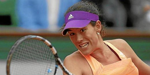 Muguruza durante un partido de Roland Garros. Muguruza durante un partido de Roland Garros.