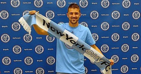 David Villa, con la bufanda del New York City. David Villa, con la bufanda del New York City.