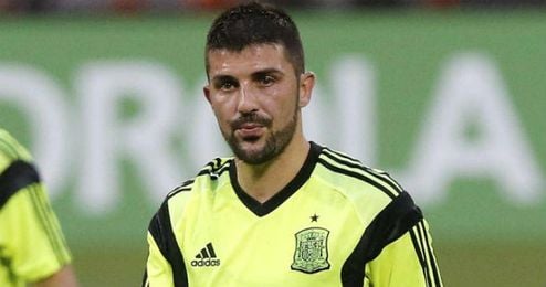 Villa en un entrenamiento con la selección española. Villa en un entrenamiento con la selección española.