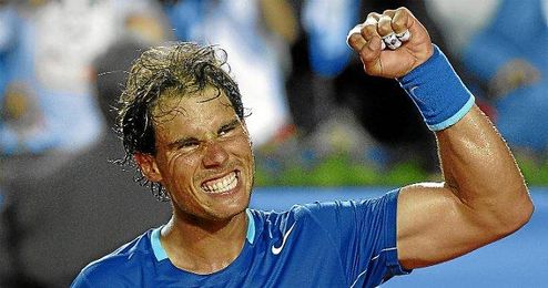 Nadal celebrando una victoria en el Conde de Godó. Nadal celebrando una victoria en el Conde de Godó.