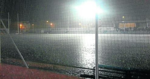 Imagen del San Sebastián visueño cuando se suspendió el encuentro. Imagen del San Sebastián visueño cuando se suspendió el encuentro.