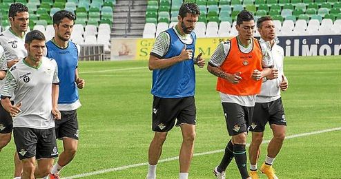 Jordi, en el entrenamiento de hoy. Jordi, en el entrenamiento de hoy.
