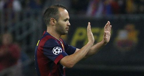 Iniesta en un encuentro de Liga de Campeones. Iniesta en un encuentro de Liga de Campeones.