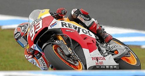 Marc Márquez rodando con su Honda. Marc Márquez rodando con su Honda.