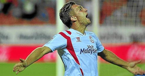 Deulofeu celebra su gol ante la Real Sociedad. Deulofeu celebra su gol ante la Real Sociedad.