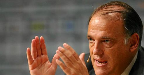 Tebas, en rueda de prensa. Tebas, en rueda de prensa.