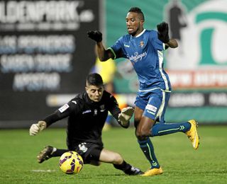 Jon Ander Serantes durante el encuentro de esta jornada frente al Valladolid Jon Ander Serantes durante el encuentro de esta jornada frente al Valladolid