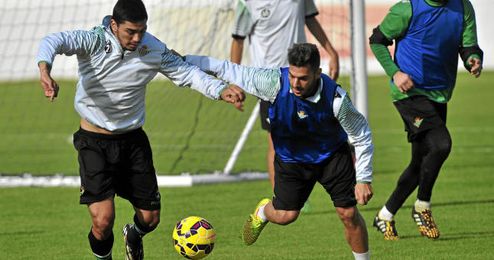 Lolo Reyes y Sergio durante el entrenamiento Lolo Reyes y Sergio durante el entrenamiento