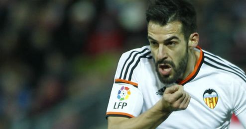 Negredo celebra su primer gol con el Valencia. Negredo celebra su primer gol con el Valencia.