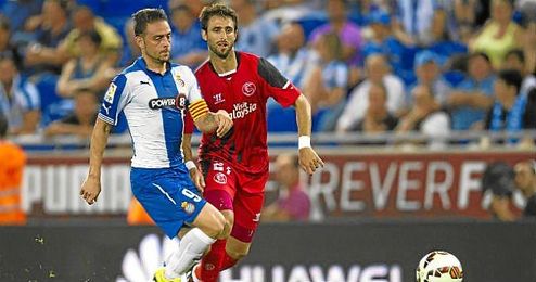 Pareja, junto a Sergio García en el partido de Liga. Pareja, junto a Sergio García en el partido de Liga.