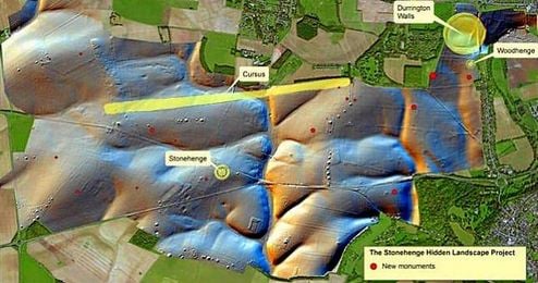 Localización del nuevo monumento megalítico en Stonehenge. Localización del nuevo monumento megalítico en Stonehenge.