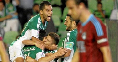 Rubén Castro celebra el gol conseguido. Rubén Castro celebra el gol conseguido.
