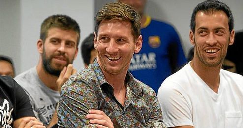 Messi, en el acto de despedida de Pedro del Barça. Messi, en el acto de despedida de Pedro del Barça.