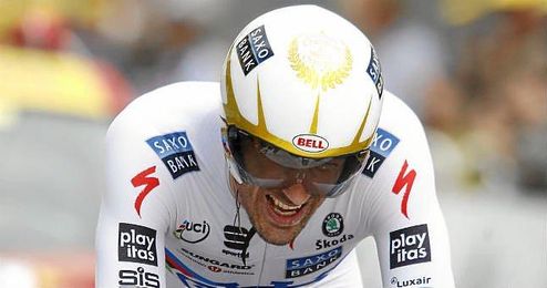 Cancellara, en una prueba contrarreloj del Tour de Francia. Cancellara, en una prueba contrarreloj del Tour de Francia.