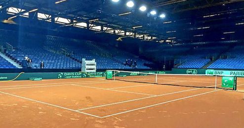 Todo listo en Gante para la final de la Davis. Todo listo en Gante para la final de la Davis.