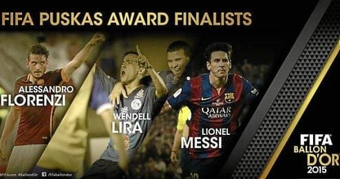 Los tres candidatos al premio de mejor gol del año. Los tres candidatos al premio de mejor gol del año.