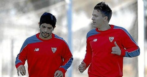 Banega durante un entrenamiento. Banega durante un entrenamiento.