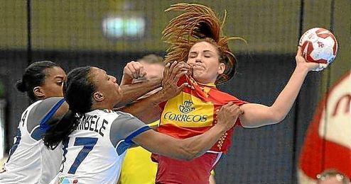 Imagen de un lance del partido entre España y Francia. Imagen de un lance del partido entre España y Francia.