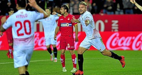 Immobile celebra el tanto al Espanyol, el cuarto en su saldo particular. Immobile celebra el tanto al Espanyol, el cuarto en su saldo particular.