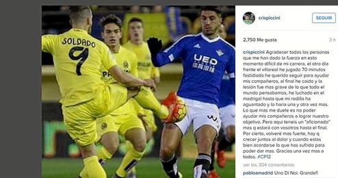 Piccini jugó ya lesionado... 70 minutos Piccini jugó ya lesionado... 70 minutos