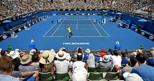 Imagen de un partido de tenis en la pista de Melbourne. Imagen de un partido de tenis en la pista de Melbourne.