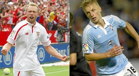 En la imagen, los daneses Michael Krohn-Delhi y Daniel Wass. En la imagen, los daneses Michael Krohn-Delhi y Daniel Wass.