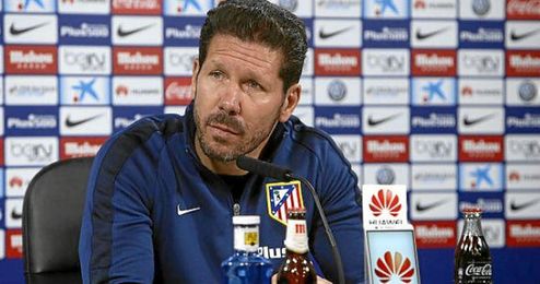 Simeone, en sala de prensa. Simeone, en sala de prensa.