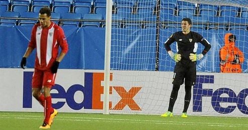 David Soria, durante el partido ante el Molde noruego. David Soria, durante el partido ante el Molde noruego.