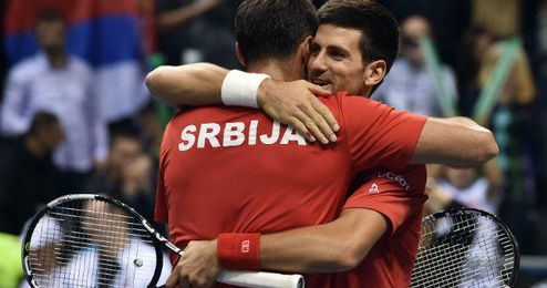 Djokovic celebra una victoria en la Copa Davis Djokovic celebra una victoria en la Copa Davis