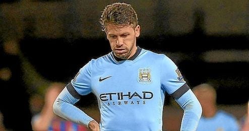 Demichelis, durante un partido con el Manchester City. Demichelis, durante un partido con el Manchester City.