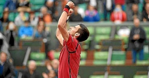Djokovic celebra su triunfo sobre Bautista. Djokovic celebra su triunfo sobre Bautista.