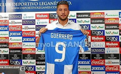 Guerrero, durante su presentació con el Leganés. Guerrero, durante su presentació con el Leganés.