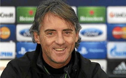 Mancini, en una conferencia de prensa. Mancini, en una conferencia de prensa.