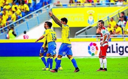 El equipo canario ha marcado nueve goles en los dos primeros partidos de Liga. El equipo canario ha marcado nueve goles en los dos primeros partidos de Liga.