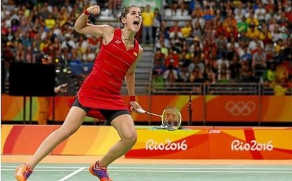 Carolina Marín celebra su oro en Río 2016. Carolina Marín celebra su oro en Río 2016.