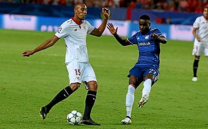 Steven N´Zonzi, durante el partido ante el Lyon. Steven N´Zonzi, durante el partido ante el Lyon.