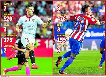 Los números de Vitolo y Gameiro. Los números de Vitolo y Gameiro.