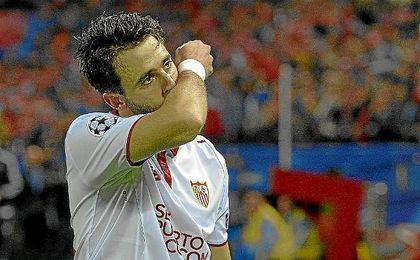 Nico Pareja celebra su gol a la Juventus. Nico Pareja celebra su gol a la Juventus.