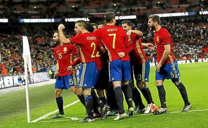 La Selección celebra uno de sus goles en el último amistoso ante Inglaterra. La Selección celebra uno de sus goles en el último amistoso ante Inglaterra.