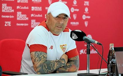 Sampaoli, en la rueda de prensa de hoy. Sampaoli, en la rueda de prensa de hoy.