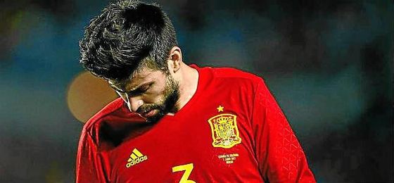 Piqué, en el partido de ayer ante Colombia. Piqué, en el partido de ayer ante Colombia.